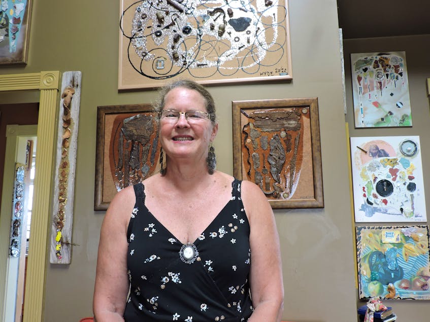The Cape Sable Island home of artist Joanna Gilman Hyde is also her art gallery, with nearly every available space covered in her work combining painting and found objects. - Stephen Cooke