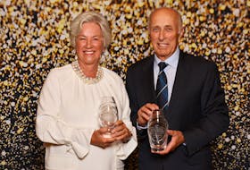 Well-known local business people Annette Verschuren, left, and Brian Shebib were inducted into the Cape Breton Business and Philanthropy Hall of Fame this week. Verschuren, a longtime Canadian business executive, was inducted into the hall for a second time. She was made a laureate of the business side of the hall in 2013 and made it into the philanthropy side on Aug. 31. Shebib made his mark on the commercial fishing industry and was inducted into the business side of the hall. Both recipients hail from North Sydney. The induction event was held Tuesday. It was presented by the Cape Breton Regional Chamber of Commerce. CONTRIBUTED • CAPE BRETON REGIONAL CHAMBER OF COMMERCE