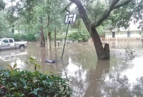 This view from Carmel Albert’s Slidell, La., home gives you an idea of how high the flood waters are in her community. CONTRIBUTED/A.J. ALBERT