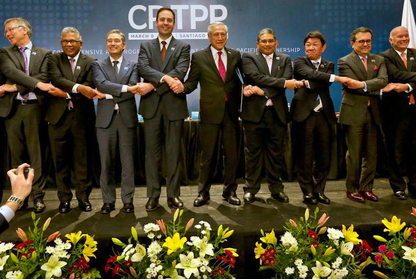 Signing ceremony of the Comprehensive and Progressive Agreement for Trans-Pacific Partnership, CP TPP, in Santiago, Chile, in March 2018. 