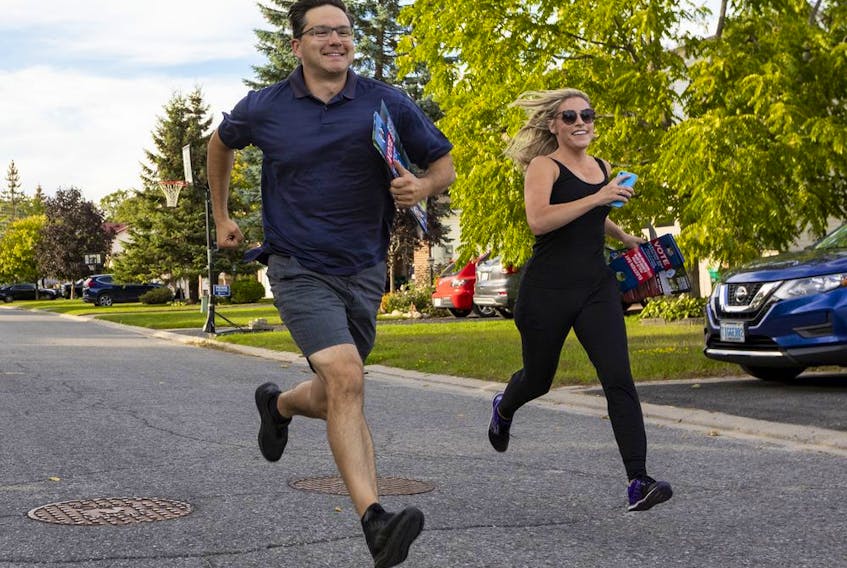 OTTAWA - Carleton riding Conservative candidate Pierre Poilievre was campaigning in Stittsville on election day. Monday, Sep. 20, 2021. ERROL MCGIHON, Postmedia