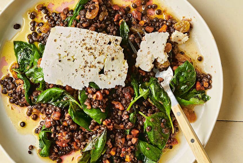 Marinated lentils with spiced walnuts and lotsa basil from Cook This Book.
