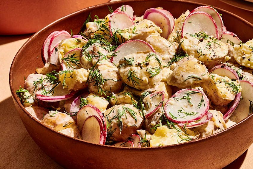 Caesar-ish potato salad with radishes and dill from Cook This Book. 