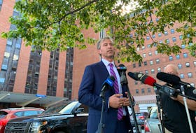 Nova Scotia Premier Tim Houston spoke the media in front of the Centennial Building at the Victoria General site Thursday afternoon. The premier is currently on a ‘Speak Up for Health Care’ tour as he talks with health care providers across the province.