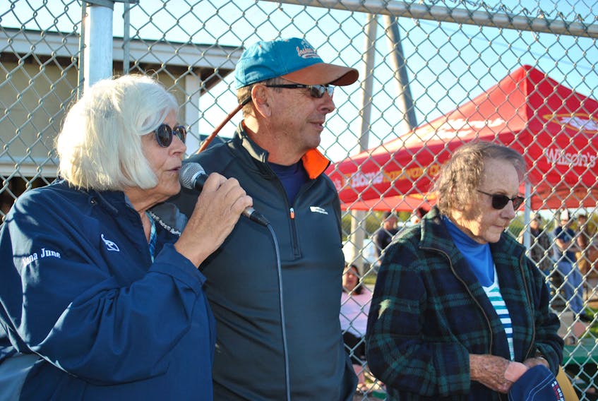 The family of the late Matt Maxwell, June, Stephen and Della Maxwell, presented a total of $25,000 in donations in memory of their son and grandson to the Clark’s Harbour Minor Ball Association (CHAMBA) and the Clark’s Harbour Elementary School breakfast program on Sept. 11 at the Clark’s Harbour ball field. The funds were raised during the second annual Matt Maxwell Memorial Golf Tournament, held in August at River Hills in Clyde River. KATHY JOHNSON