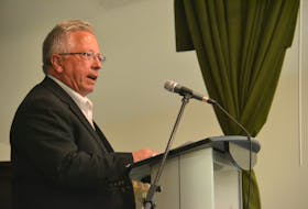 Liberal party president Don Leary speaks at a party AGM in May. Leary said the Liberal leadership convention will be postponed due in part to the prospect of a byelection in Cornwall-Meadowbank. The convention had been scheduled for November.