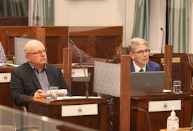 P.E.I. Potato Board chair Wayne Townsend, left, and general manager Greg Donald said they believe the province should put in place a plan for each watershed on the Island, including a “water budget” limiting withdrawel at sustainable levels.
