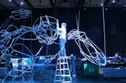 David, North America's largest marionette, will scale the Devon Tower on Saturday evening as a Beakerhead and Calgary International Film Festival event. Courtesy, Peter Boulanger, The Underground Circus.
