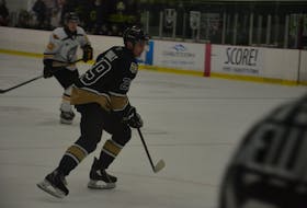 Brett Arsenault of Charlottetown scored for the Charlottetown Islanders in a 6-2 win over the Moncton Wildcats in a Quebec Major Junior Hockey League (QMJHL) pre-season game at MacLauchlan Arena on Sept. 24. The Islanders drafted Arsenault in the fourth round, 63rd overall, in the 2021 QMJHL Entry Draft.