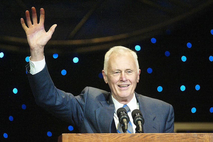 Then Nova Scotia premier John Hamm waves goodbye to a crowd at the Halifax Metro Centre at ceremony in his honour in 2006.
