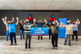 Ten co-workers of the Terrington Co-op in Happy Valley-Goose Bay are splitting a $6 million Lotto 6/49 jackpot. (Photo by Becken Photography, Happy Valley-Goose Bay)
