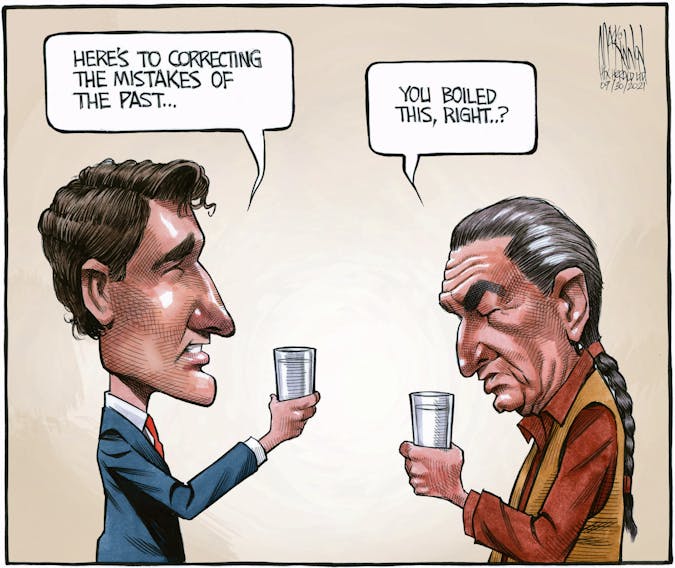 BRUCE MacKINNON CARTOON: Watershed Reconciliation moment with Trudeau —  still got trust issues, though | SaltWire