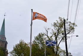 An Every Child Matters flag provided by the Millbrook Cultural & Heritage Centre was raised outside of Truro's town hall. 