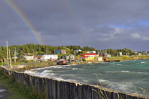 A sign of hope!  I'm not sure which is more captivating, the colours of the homes in Dildo, N.L., or those of the rainbow that appeared during Dorian. Marilyn Crotty's timing and framing were perfect.