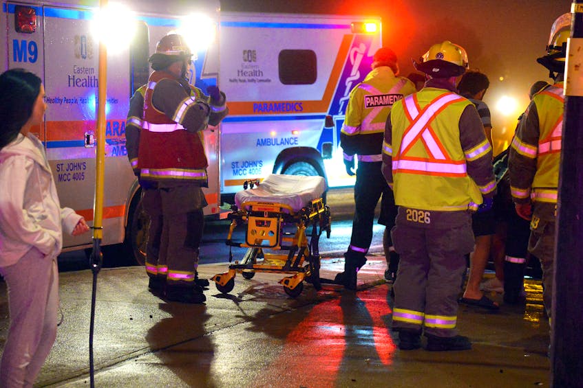 A three-vehicle crash in Mount Pearl sent three people to hospital Friday night. Keith Gosse/The Telegram 