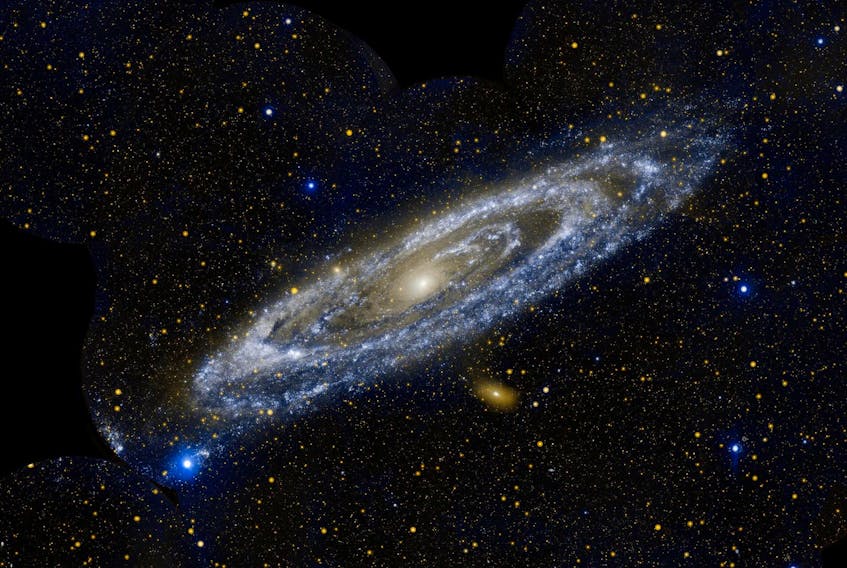 Approximately 2.5 million light-years away, the Andromeda galaxy, or M31, is our Milky Way largest galactic neighbour. The galaxy was named after the Greek mythological figure Andromeda. - NASA image