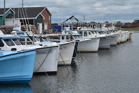 Boats rest in Malpeque Harbour July 18, 2020.