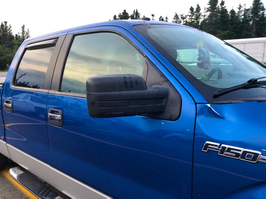 After being contacted by Junior Hancock, owner of Hancock’s Movers, Simmons Tire in Deer Lake made all the necessary repairs to get Nancy Hall’s truck back on the road after she struck a moose on the Trans-Labrador Highway on Aug. 30. - Contributed