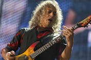 Lead guitarist Kirk Hammett of Metallica performs at Commonwealth Stadium in Edmonton on Aug. 16, 2017.  