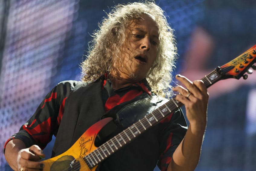 Lead guitarist Kirk Hammett of Metallica performs at Commonwealth Stadium in Edmonton on Aug. 16, 2017.  