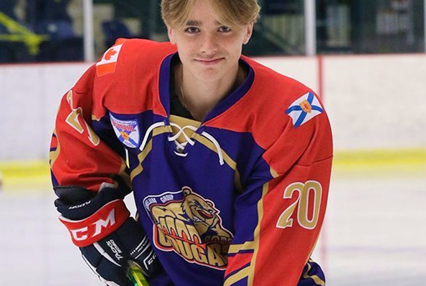Rory Pilling of the Joneljim Cougars will be among the Cape Breton hockey players who will represent Nova Scotia at the 2021 Atlantic Challenge Cup next month in Moncton, N.B. PHOTO CONTRIBUTED/JONELJIM COUGARS