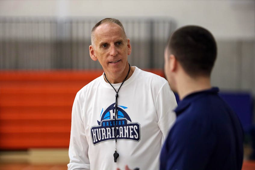 Former Halifax Hurricanes head coach Mike Leslie, seen here during the NBL Canada team's practice in 2019, has taken over the head coaching position with the Acadia Axemen on an interim basis. - ERIC WYNNE / The Chronicle Herald
