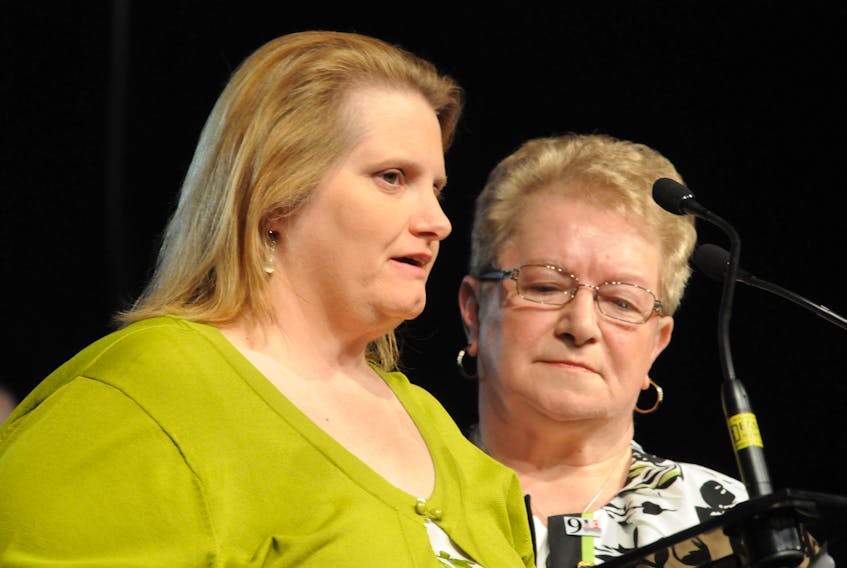 Monica Burke (left) is one of several people Gander’s Beulah Cooper (right) helped in the aftermath of the 9-11 attacks. One of the thousands of people stranded in the province, Burke stayed with Cooper and remains in touch with her today. The pair are pictured during the 10th anniversary of the tragedy, in 2011.