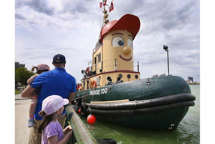 Theodore Too, a large-scale imitation tugboat based on the fictional television tugboat character Theodore Tugboat is shown on Saturday, Sept. 4, 2021 at Dieppe Park in downtown Windsor.