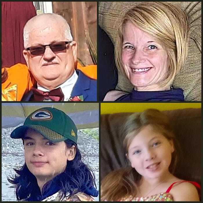 Victims of a Sept. 2 crash near Quebec City, Que. Clockwise from top left, Jim Fletcher, 68, Shellie Fletcher-Lemieux, 44, Emma Lemieux, 10 and Jackson Fortin, 14. - CONTRIBUTED