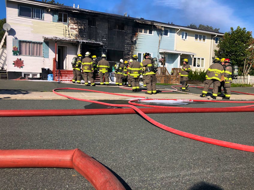 The home on Blackwood Place in St. John's where Wednesday's fire occurred was attached on both sides. — Joe Gibbons/The Telegram