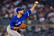  Blue Jays pitcher Steven Matz delivers against the New York Yankees during the first inning at Yankee Stadium on Wednesday, Sept. 7, 2021. RICH SCHULTZ/GETTY IMAGES