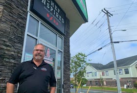Bill Pratt, owner of the Cheese Curds and Habaneros restaurant chains, outside his Larry Uteck location on Thursday.