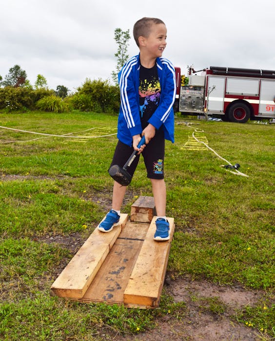 Jaxson Best was a natural as he took part in some firefighting challenges in Westville on Saturday, Sept. 4. - Adam MacInnis