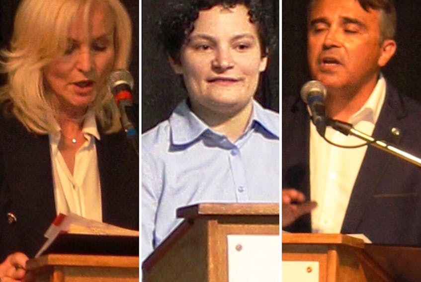 Conservative candidate Fiona MacLeod, left, NDP candidate Jana Reddick and Liberal incumbent Mike Kelloway are vying to be MP for the riding of Cape Breton-Canso in the Sept. 20 federal election. — IAN NATHANSON • CAPE BRETON POST