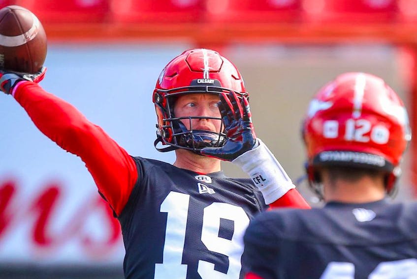 Calgary Stampeders quarterback Bo Levi Mitchell takes part in a recent practice.