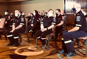 About 40 off-duty paramedics gathered at the Sheraton Hotel in St. John’s Thursday, Sept. 9, as their union stepped up demands for more staffing and resources.
