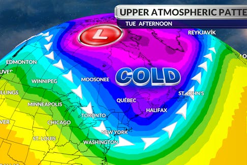 A blast of Arctic air will impact much of Atlantic Canada over the next few days. -WSI