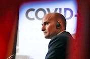  Health Minister Jean-Yves Duclos participates in a news conference on the COVID-19 pandemic and the omicron variant, in Ottawa, on Friday, Dec. 17, 2021.