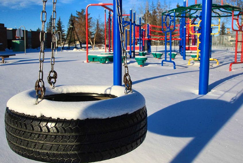  A snowy playground at Sam Livingston School in the SE. Wednesday, December 29, 2021.