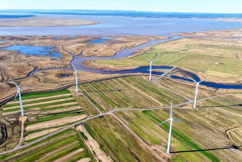 Cumberland County is considering placing a six-month moratorium on the development of all wind projects while it studies its land-use bylaw. Shown is a file photo of the Capstone Infrastructure wind project on the marsh near Amherst. Contributed