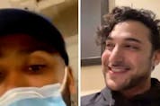 A screen grab of James William Awad and fellow passenger Tony Lee on Instagram Live on Sunday, attempting to clear their names