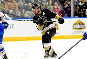 Winger Zach O'Brien, who will represent the Newfoundland Growlers at the ECHL All-Star Classic in Jacksonville, Fla., has the highest points-per-game average of any player who has appeared in 20 or more ECHL games this season. — Newfoundland Growlers photo/Jeff Parsons