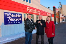 Vendor Doug Harris, Nova Scotia Co-op Council chair Jeff Yuill and president and CEO Dianne Kelderman outside of the building recently acquired by the council on Willow Street in Truro. It has returned to co-operative ownership for 55 of its 65-year history. 
