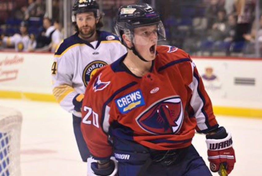 Sydney's Derek Gentile had a three-point night, including two goals, in his professional hockey debut with the South Carolina Stingrays on Friday. PHOTO CONTRIBUTED/SOUTH CAROLINA STINGRAYS