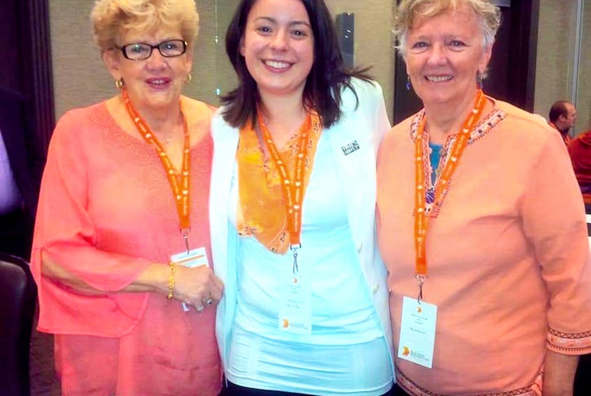 From left, Helen MacDonald, Kendra Coombes and Alexa McDonough attend a 2018 NDP provincial convention held in Sydney. MacDonald and Coombes both say they owe their entry into politics thanks to McDonough. CONTRIBUTED