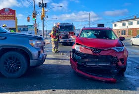 Three vehicles were involved in a collision at the intersection of Freshwater Road and Stamp's Lane in St. John's on Monday morning, Jan. 17, 2022.