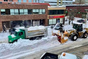 Crews were out cleaning up the streets of downtown Charlottetown on Jan. 17. The chair of the city's public works committee says the city expects to have all of the snow from the latest storm cleaned up by the end of day on Jan. 19.