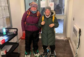 Registered nurses at the Prince County Hospital Hannah Graham, left, and Jennifer Shea, right, chose to snowshoe into work during the winter storm on Jan. 15. What is normally a six-minute drive for Graham took more than an hour on foot in the show, but she said she would gladly make the trip again if need be.