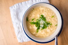 Stracciatella is a staple comfort soup in Italy, a rendition of egg drop soup made salty and creamy with the addition of grated parmesan. Gabby Peyton photo