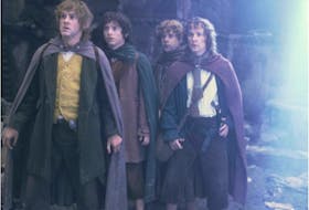 OTTAWA OUT-4-(37590)-Left to right-Dominic Monaghan, Elijah Wood, Sean Astin and Billy Boyd as Merry, Frodo, Sam and Pippin in Lord of the Rings. The Fellowship of the Ring.